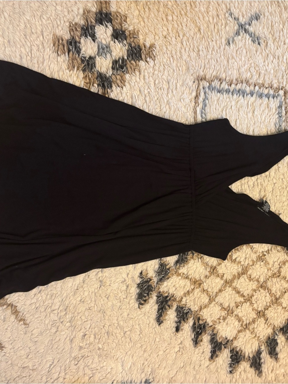 New York & Company Black Sleeveless Midi Dress with Gathered Waist